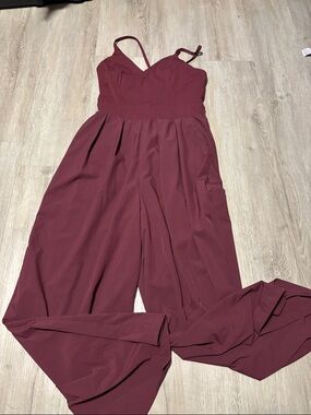 Women's Burgundy Spaghetti-Strap Jumpsuit